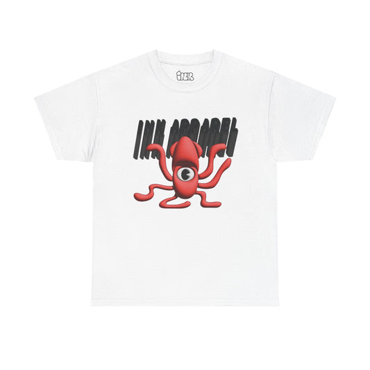 Unisex Heavy Cotton Tee - Funky Red Octopus Graphic Tee